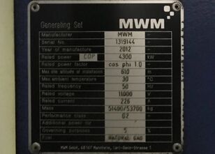 Deutz MWM TCG2032V16 gas genset 4300 kW 50 Hz 10500V
